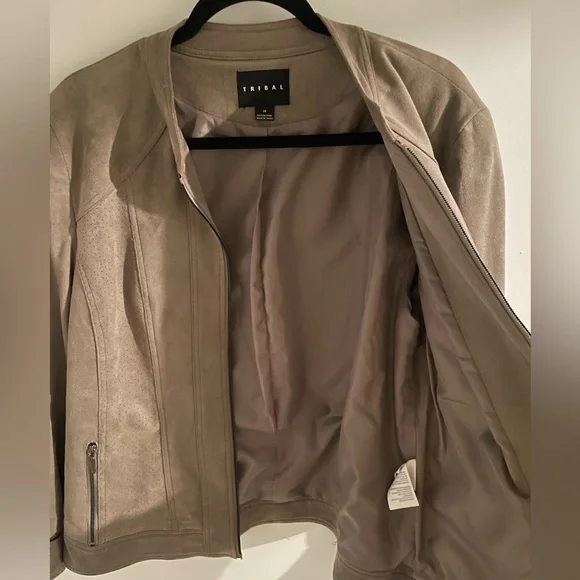 Tribal Light Brown Suede Jacket Women’s 14 - Picture 2 of 3